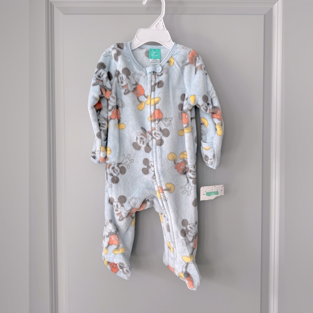 NWT Disney Mickey Mouse Fleece Footie Pajama - Blue